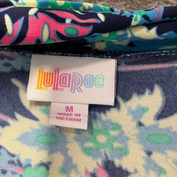 LuLaRoe Azure Midi Knee Length Stretchy Tropical Floral Skirt Size Medium M - Picture 3 of 5